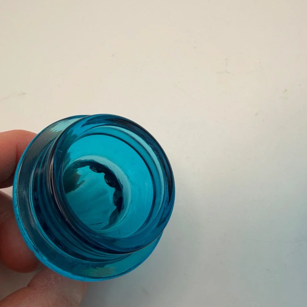 Vintage Tiffin Blue Dakota Glass Apothecary Jar Pedestal Show Globe With Lid 9